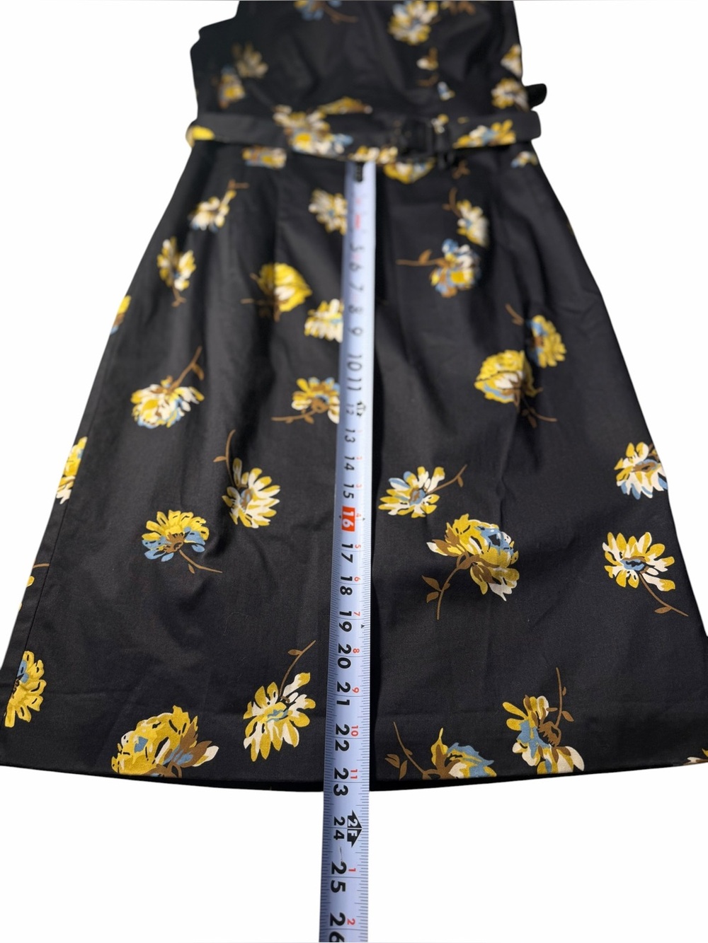 Boden Floral Black Belted Pencil Skirt Dress With Slit And Side Pocket Women 6R - Picture 12 of 14